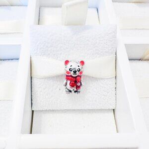 925 Sterling Silver Christmas Polar Bear Charm Bead Fits Pandora Charm Bracelets